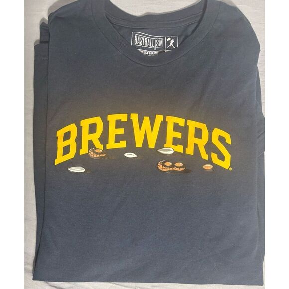 Baseballism Milwaukee Brewers Shirt Men's XXXL 3XL Blue Short Sleeve Baseball - Picture 2 of 7